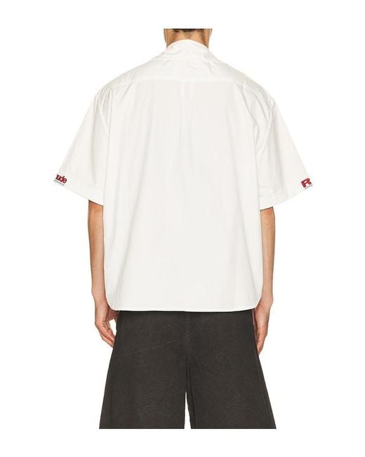 Rhude White Petrol Oversized Mechanic Shirt for men