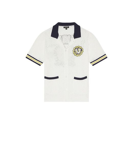 True Religion White Horseshoe Crest Knit Shirt for men