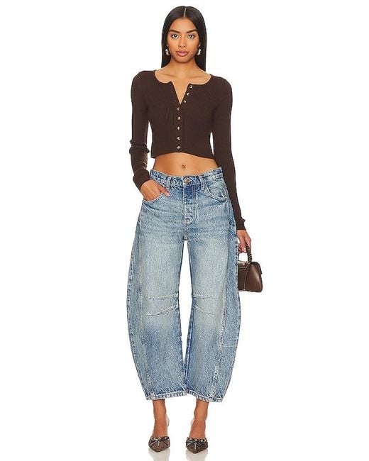 Free People Blue X We The Free Good Luck Mid Rise Barrel