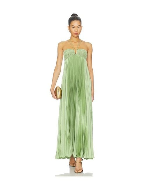 AMUR Green River Pleated Gown