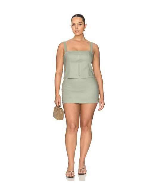 GOOD AMERICAN Green The Linen Corset Top