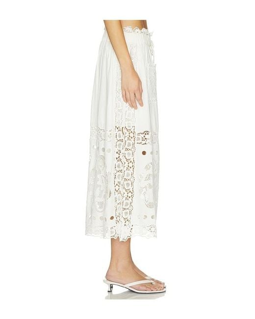 Sea White Gardener Embroided Skirt