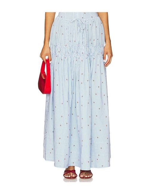 WeWoreWhat Blue Tiered Midi Skirt