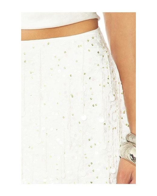 Asta Resort White Fidan Hand Beaded Mini Skirt