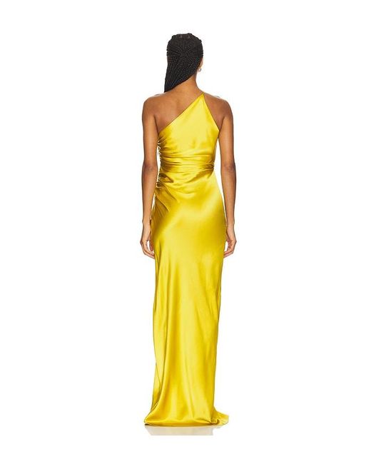The Sei Yellow Asymmetrical Gathered Wrap Gown