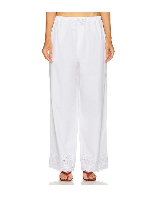 Helsa White The Summer Pant With Vintage Swiss Embroidery
