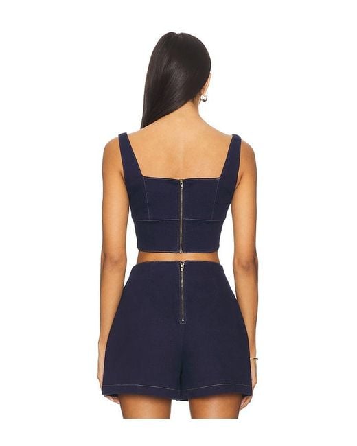 SAU LEE Blue Bridgette Denim Top
