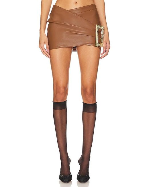 Nana Jacqueline Brown Miranda Leather Mini Skirt