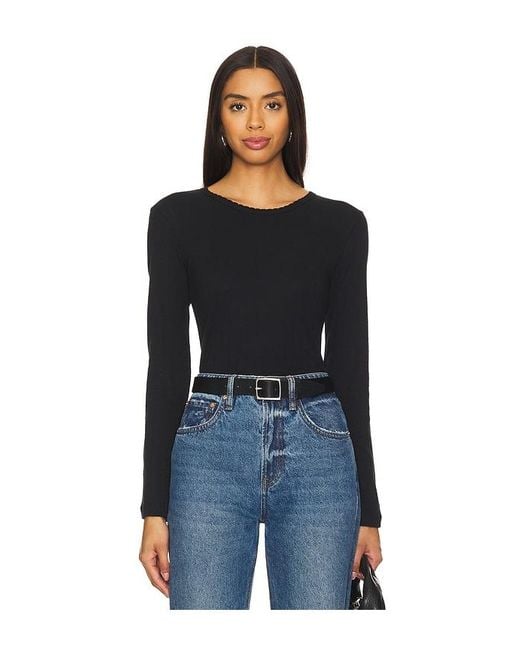 Leset Black Pointelle Long Sleeve