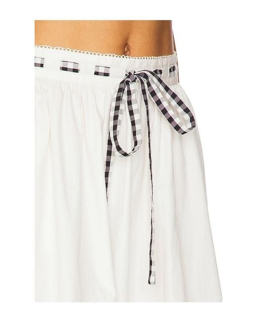 For Love & Lemons White Georgia Poplin Midi Skirt