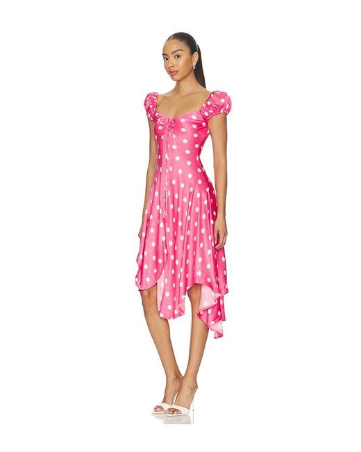 For Love & Lemons Pink Lilian Midi Dress