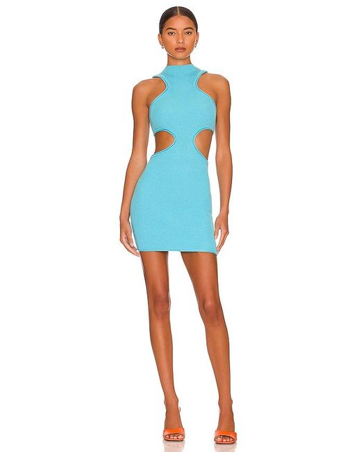 Nbd Blue Ember Mock Neck Mini Dress