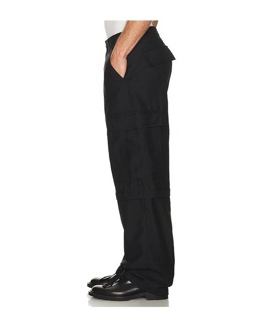 vowels Black Zip Off Cargo Pants for men