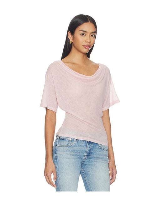 EB DENIM Blue Madeo Cowl Neck Tee