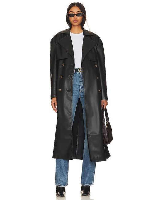 Blank NYC Black Faux Leather Trench Coat