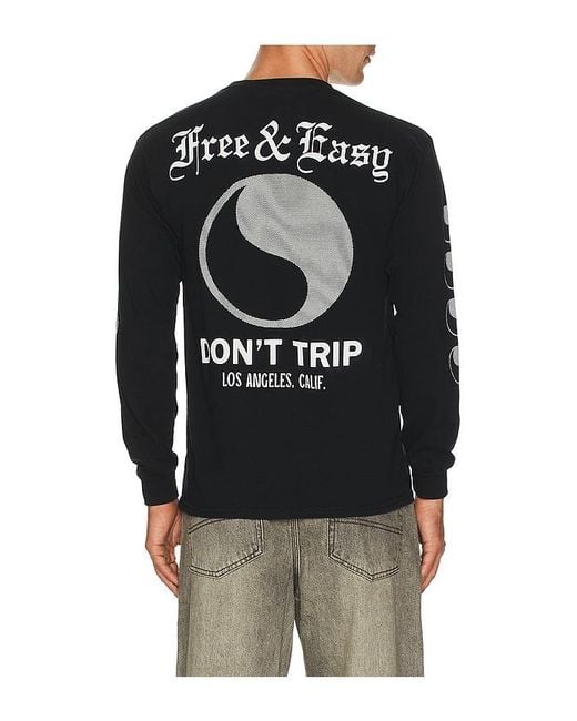 Free & Easy Black On Hood Long Sleeve Tee for men