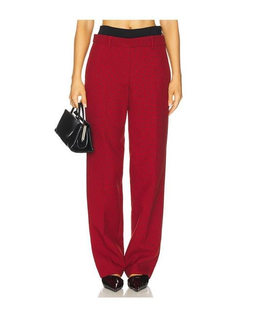 MSGM Red Techno Micro Check Pant