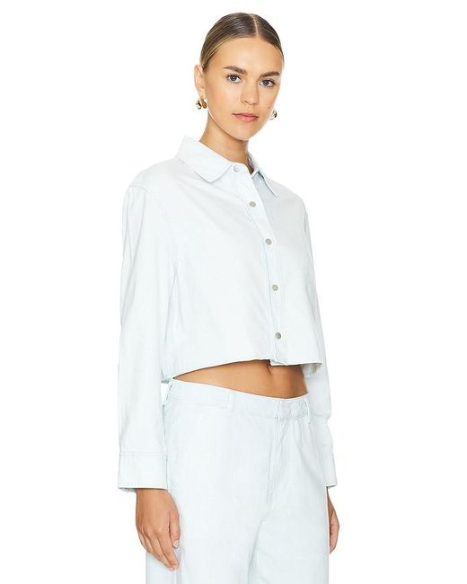 Vince White Spring Twill Cropped Shirt
