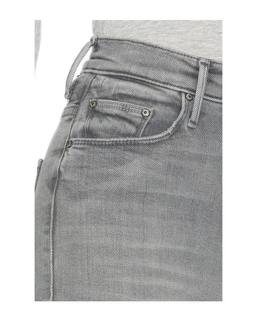 Mother Gray High Waisted Weekend Fray Jeans