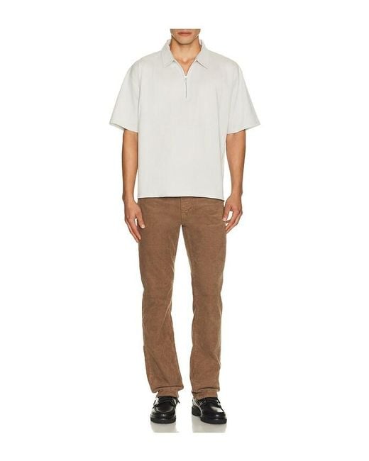 FRAME White Half Zip Pique Polo for men