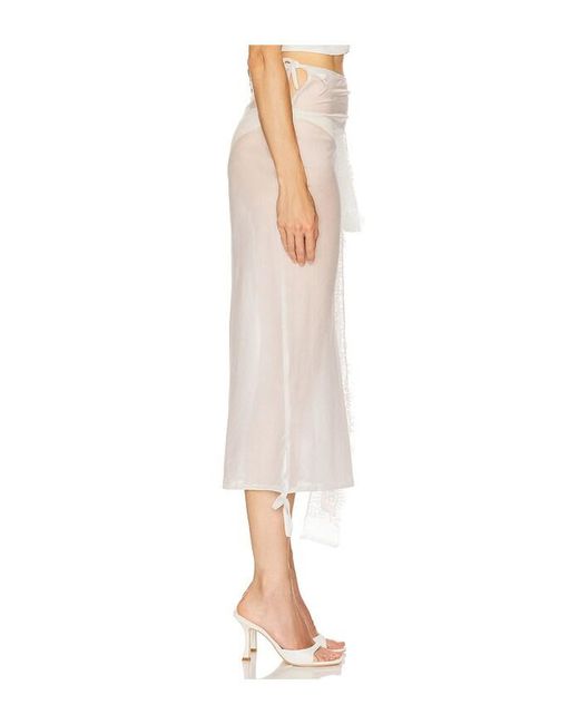 Milkwhite White X Revolve Midi Skirt With Lace Details