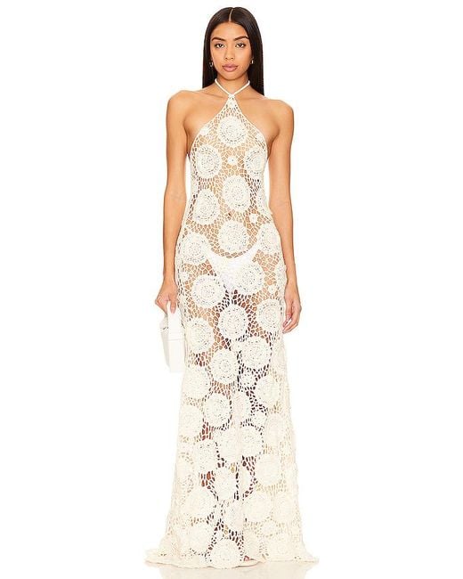 Tularosa Natural Thalassa Floral Crochet Dress