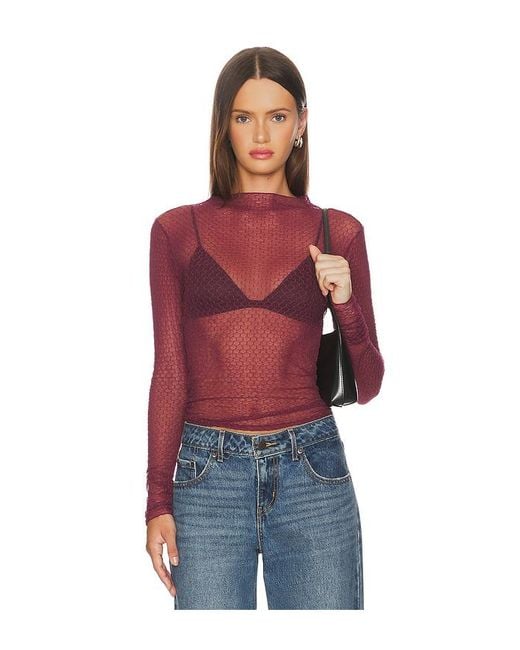 Free People Red Minding My Business Top
