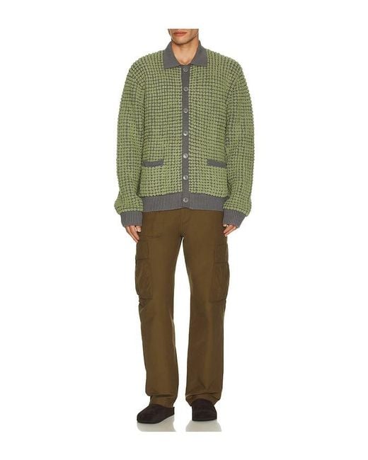Isa Boulder Green Bubble Terry Towel Cardigan for men
