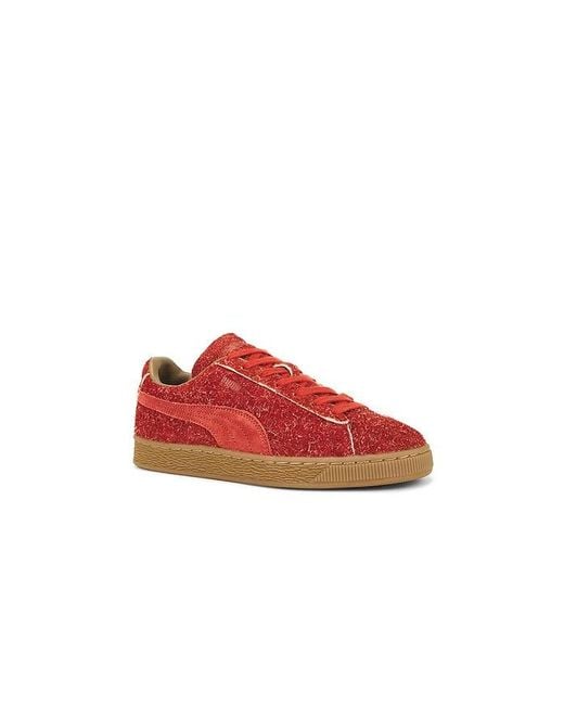 PUMA Red X Danielle Cathari Suede Fuzzy Sneaker