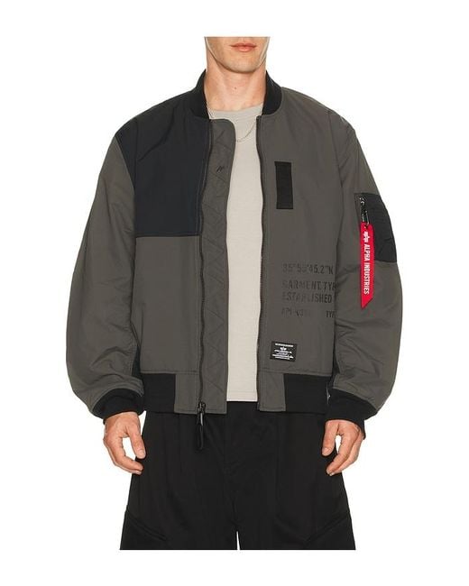 Alpha Industries Gray 2B Relaxed Patchwork Flight Jacket for men
