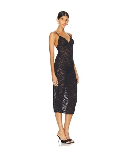 Fleur du Mal Black Le Stretch Lace Slip Dress