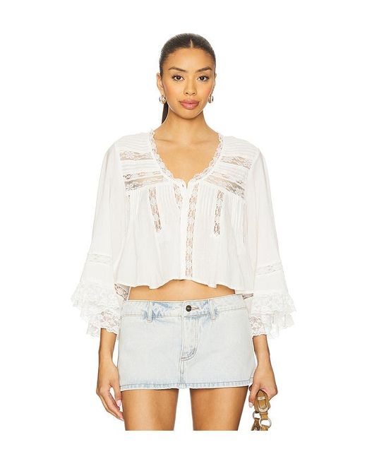 Free People White X Revolve Rosa Ruffle Top