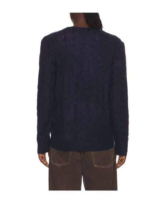 Polo Ralph Lauren Blue Cable-Knit Wool-Cashmere Sweater for men