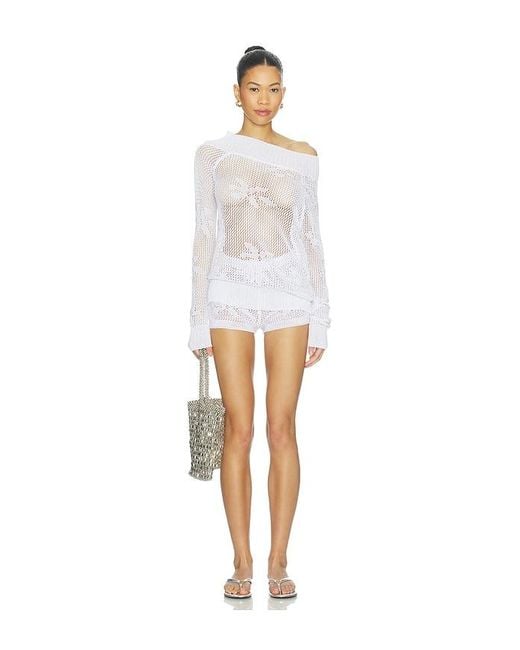 SNDY'S White Terra Knit Shorts
