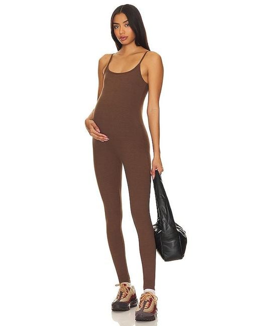 BUMPSUIT Brown Rib Maternity Unitard