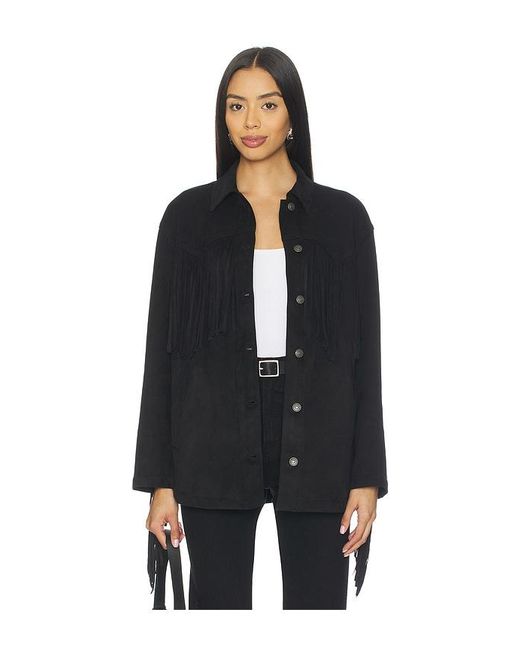 Chaqueta De Ante Sintético Fringe Out En Color Negro Talla (También En M, S) Free People de color Black