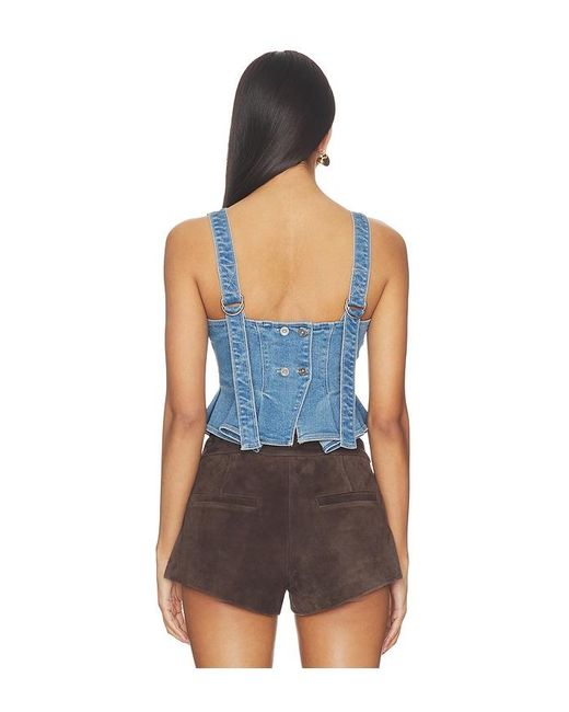 Free People Blue Sunfaded Denim Top