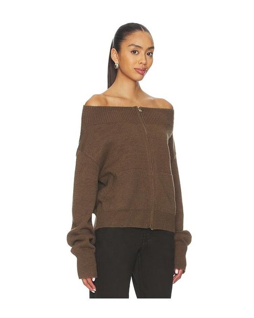 superdown Brown Lena Off Shoulder Sweater