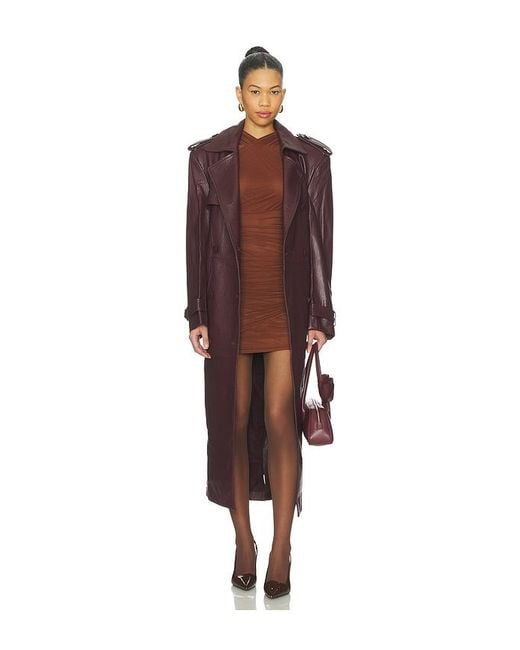 AEXAE Red X Revolve Leather Suede Trench Coat