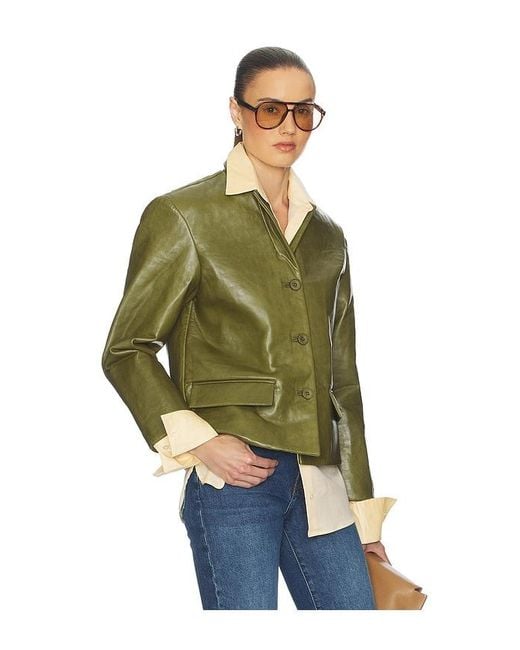 Helsa Green Puffy Leather Jacket
