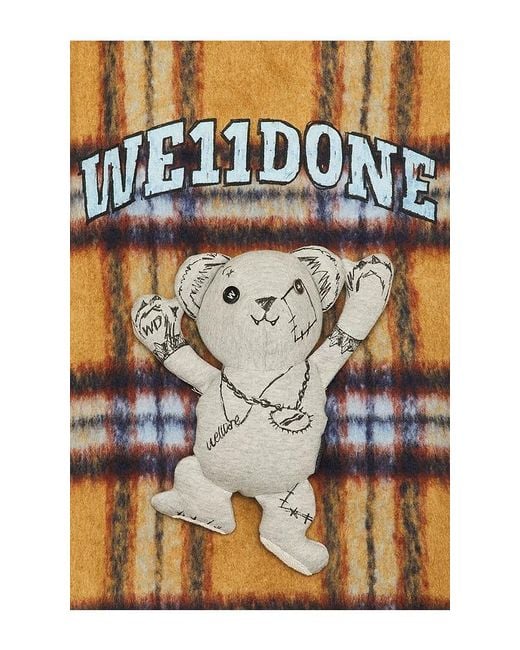 we11done Orange Teddy Doodle Check Pattern Jacket for men