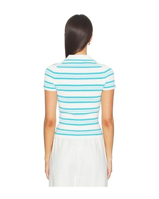 Jonathan Simkhai Blue Luka Striped Cotton Polo