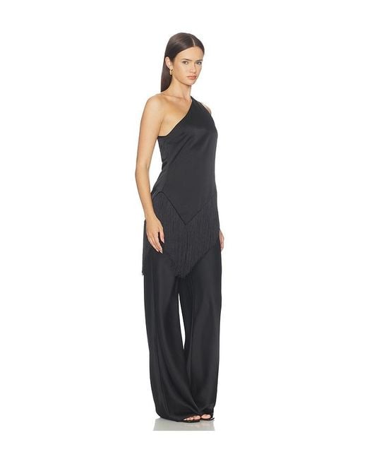 Lovers + Friends Black Olivia Satin Fringe Top