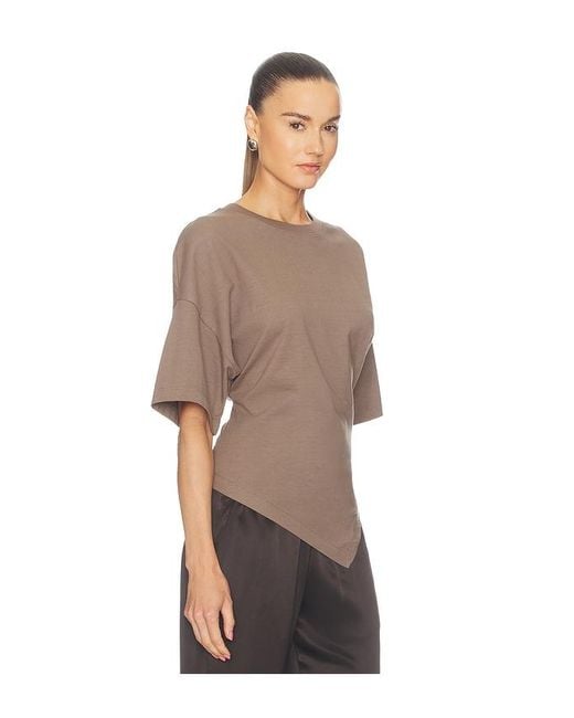 Enza Costa Brown Supima Structured Jersey Assymetrical Tee
