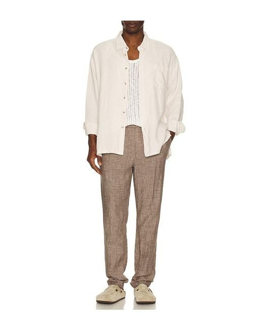 Onia Natural Linen Tapered Pleated Trouser for men