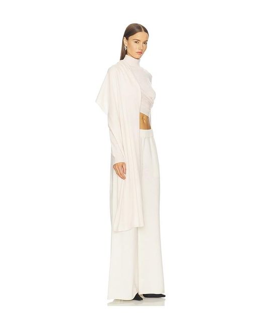 SRG White Jetta Cashmere Draped Scarf Turtleneck