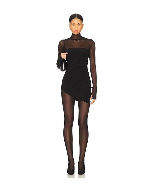 Norma Kamali Black Long Sleeve Turtleneck Strapless Diana Pickleball Dress