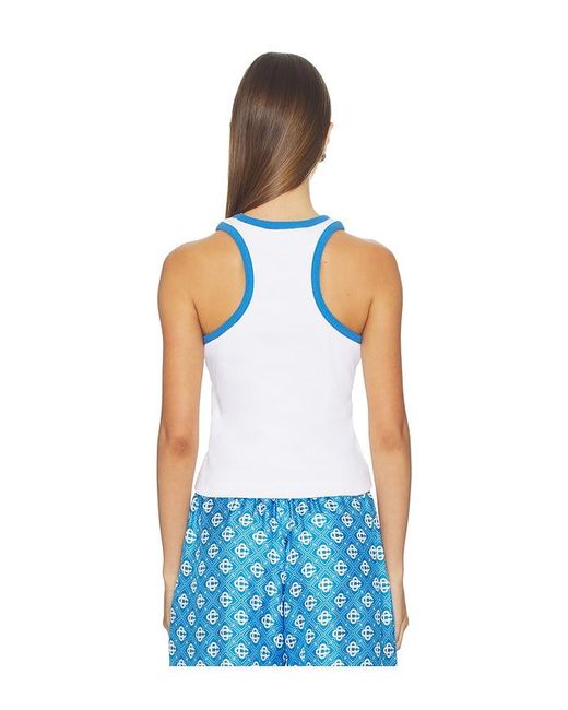 Casablanca Blue Ribbed Tank Top