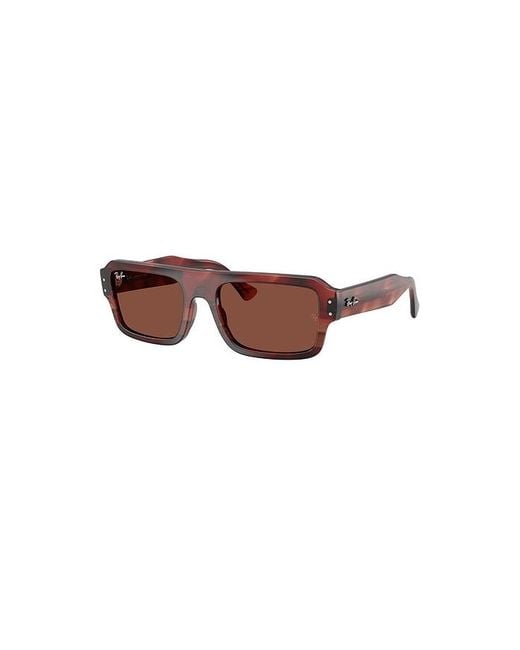 Ray-Ban Brown Flacko Rectangular Sunglasses