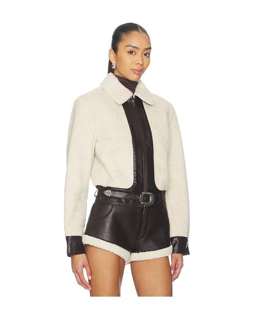 Urban Outfitters Natural Faux Shearling Leather Jacket